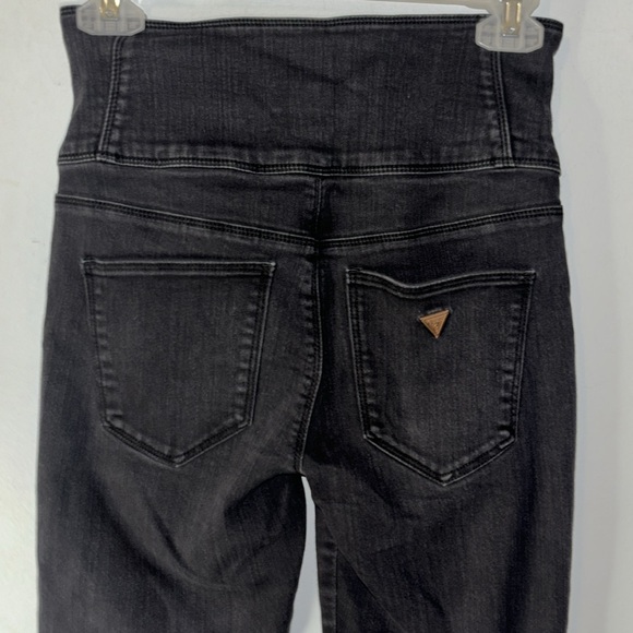 Vintage Guess Black Jeans Size 4 Button Fly Y2K Skinny High Rise Ankle Length - Picture 7 of 13